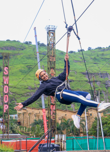 Perform India's Longest Flying Fox at Della Adventure Park